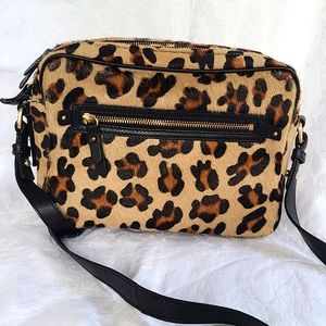 Boden Pony Hair Leopard Spots Shoulder Crossbody Handbag